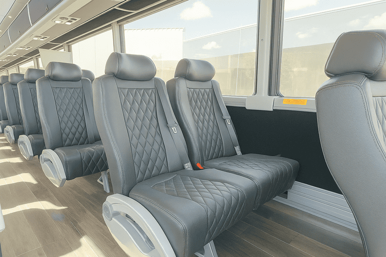 interior of Whittier Coach Bus Service charter bus