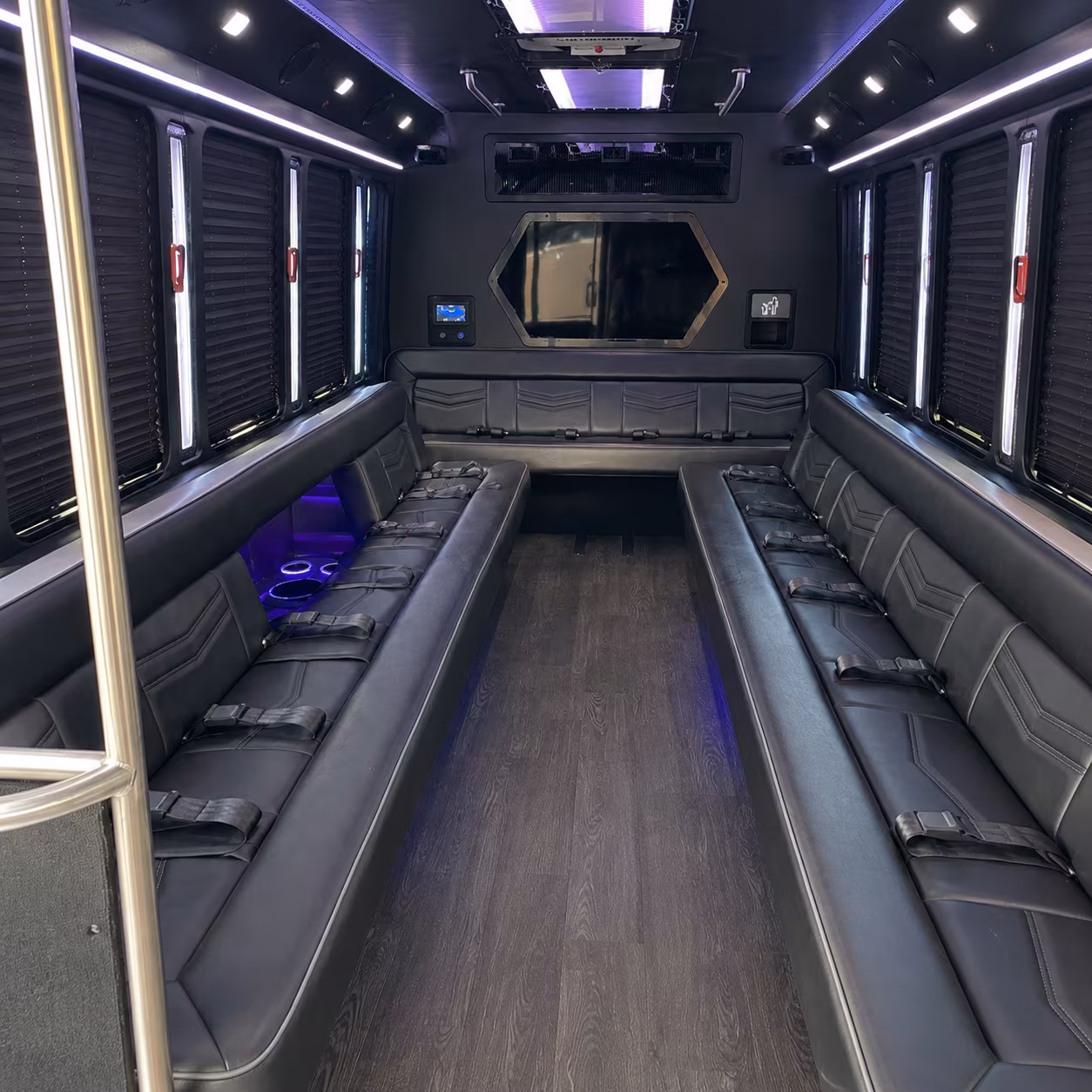 whittier 18 passenger party bus interior