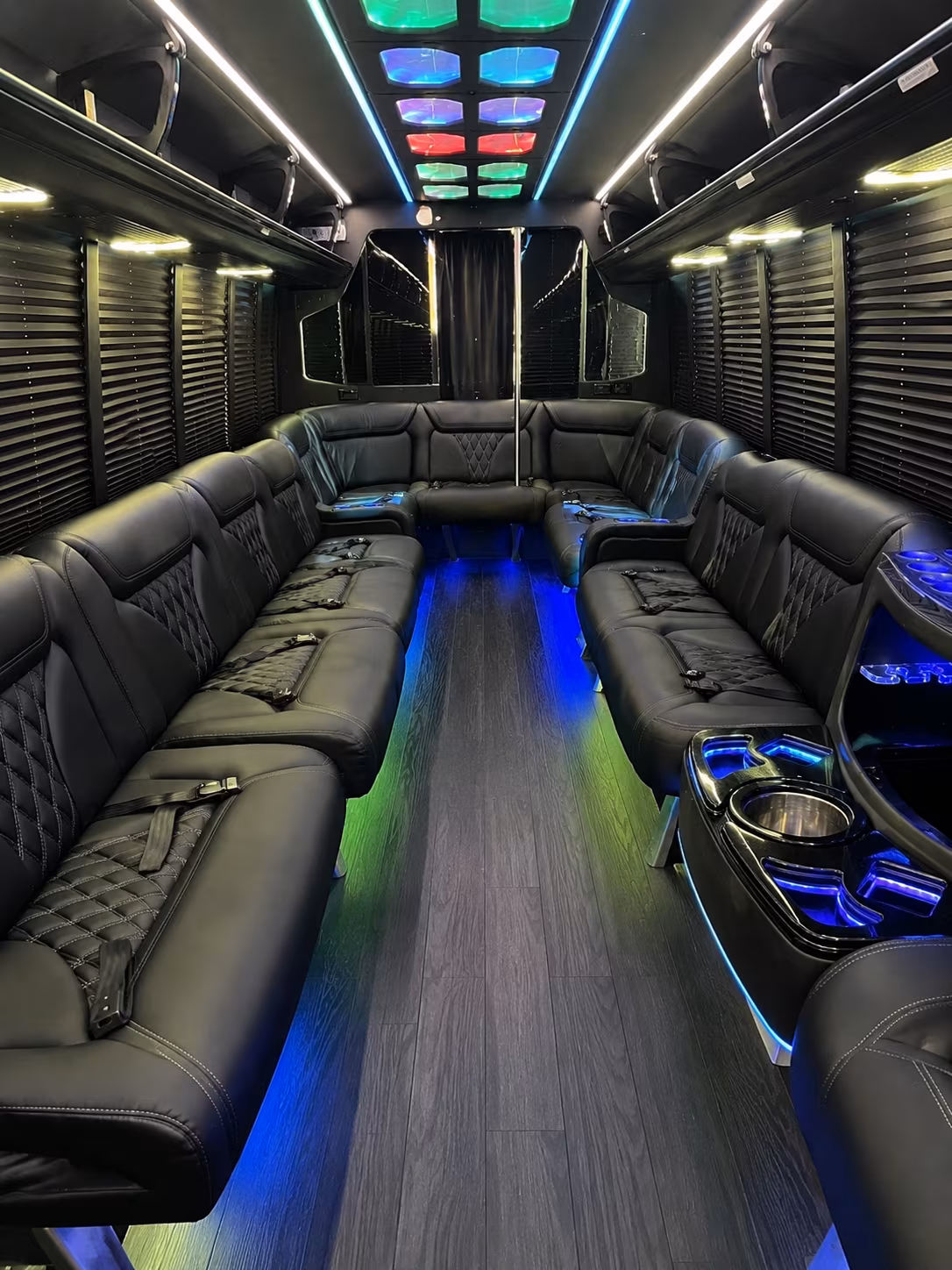whittier 20 passenger party bus interior