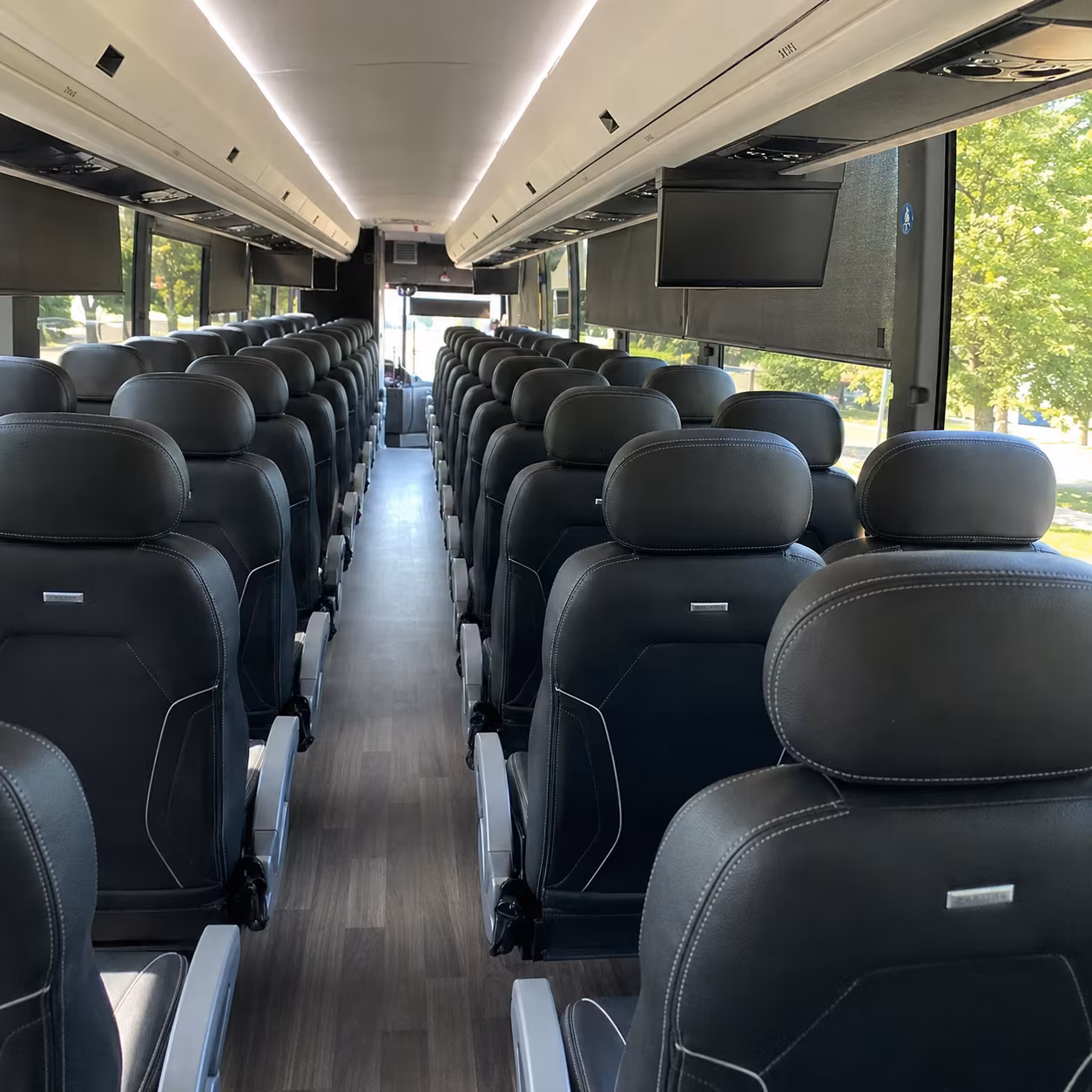 whittier 56 passenger charter bus inside